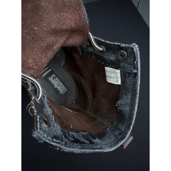 Vintage Skechers Y2K Plateau Mesa Brown Leather Chunky Lace Up Combat Boots Sz 9 - Picture 11 of 12